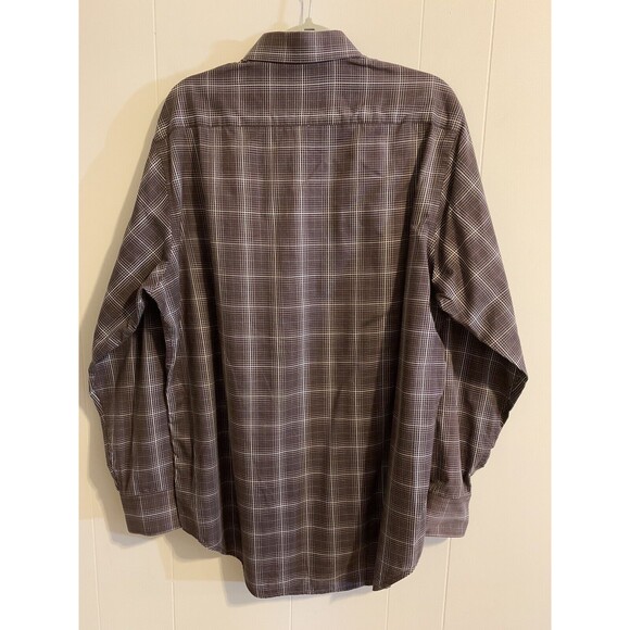 Tailorbyrd Mens Brown Blue White Long Sleeve Button Front Shirt Size XL XLarge - Picture 2 of 5
